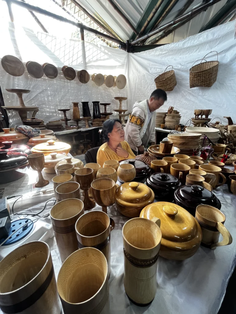 Bamboo and wooden crafts stall at Hornbill Festival